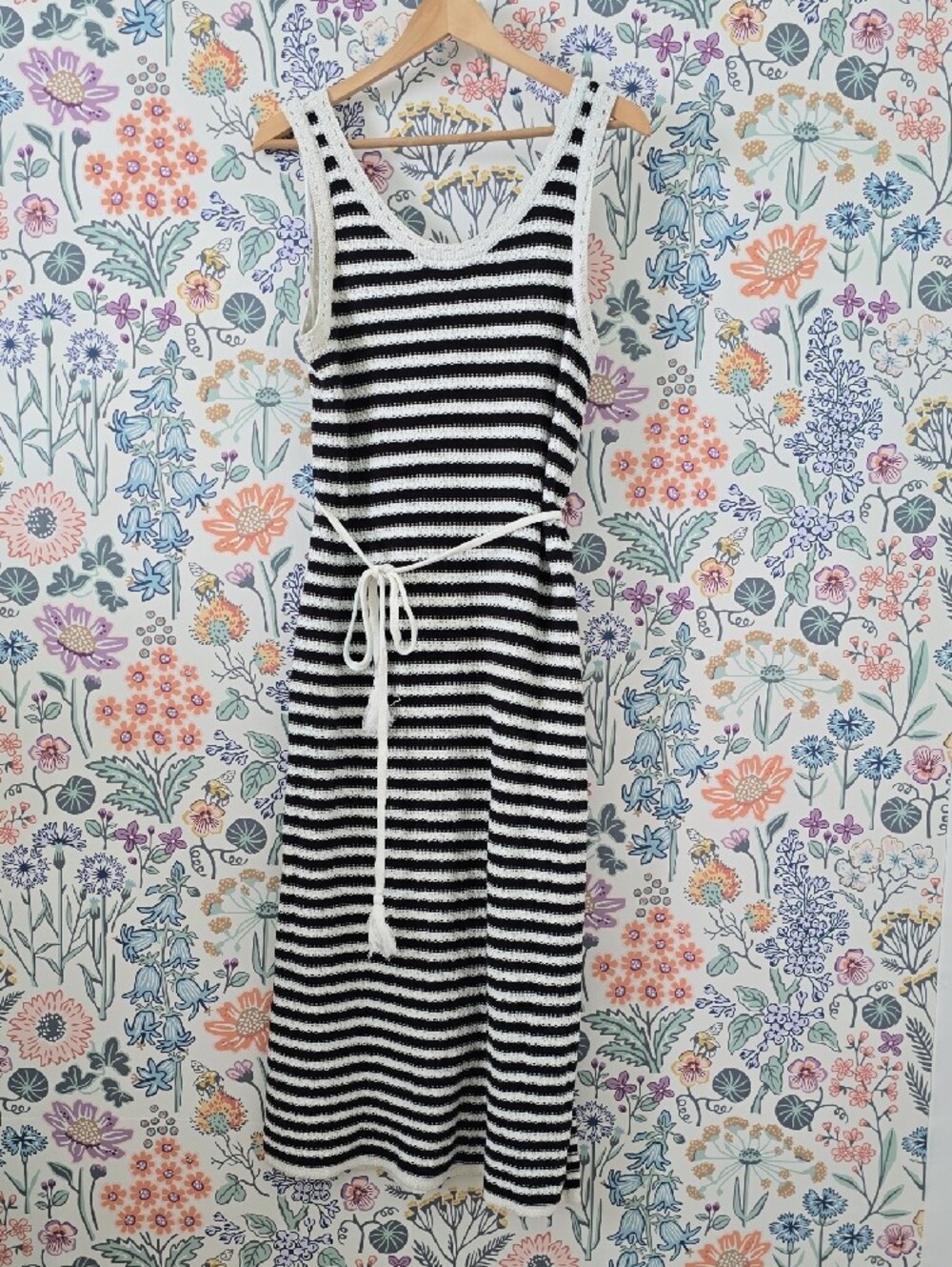 Nine West Black and White Striped Knit Midi Dress Size 0X Or 12/14